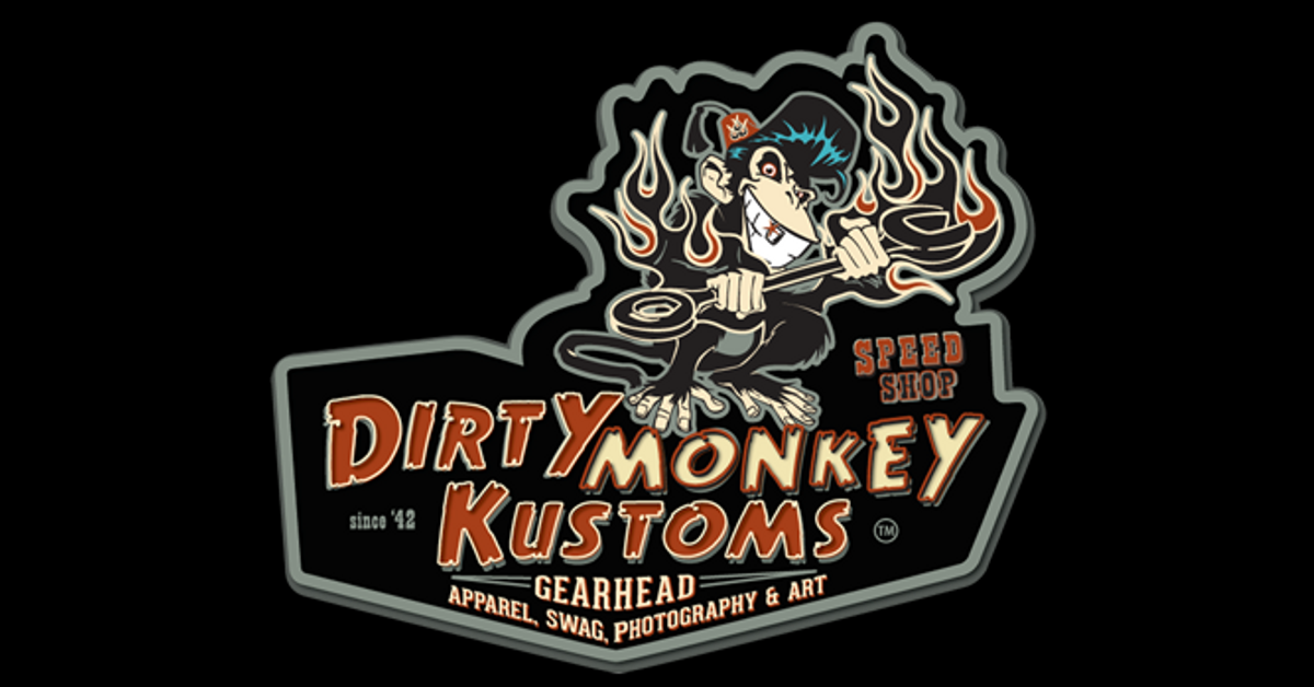 Dirty Monkey Kustoms Speed Shop Sticker, Monkey Speed