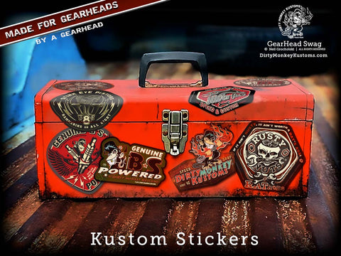 Hot Rod GearHead Tool Box Stickers - Dirty Monkey Kustoms USA GearHead  Apparel