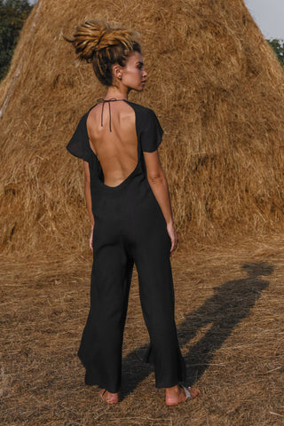 Black Hemp Jumpsuit Fara Boutique Alise Belochkina Goa India Nomads Slow Fashion Sustainable Fashion