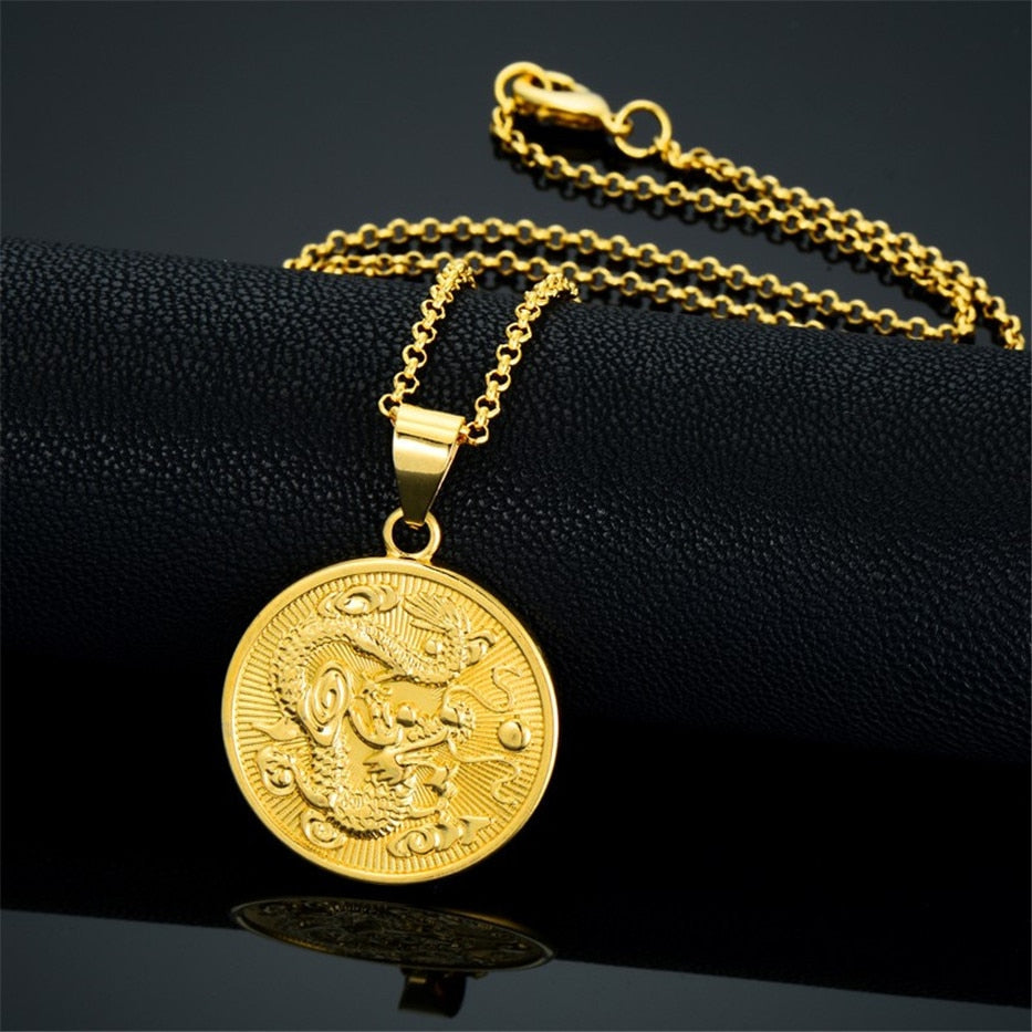 gold dragon pendant necklace