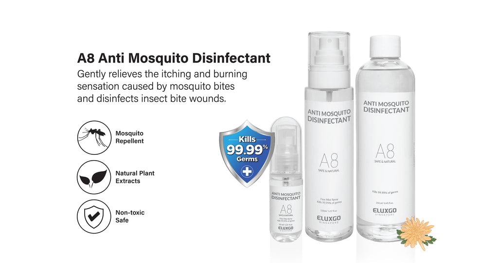 Eluxgo A8 Anti Mosquito Disinfectant disinfectant used to sanitize and relieve areas of insect bite and itch while repelling mosquitoes