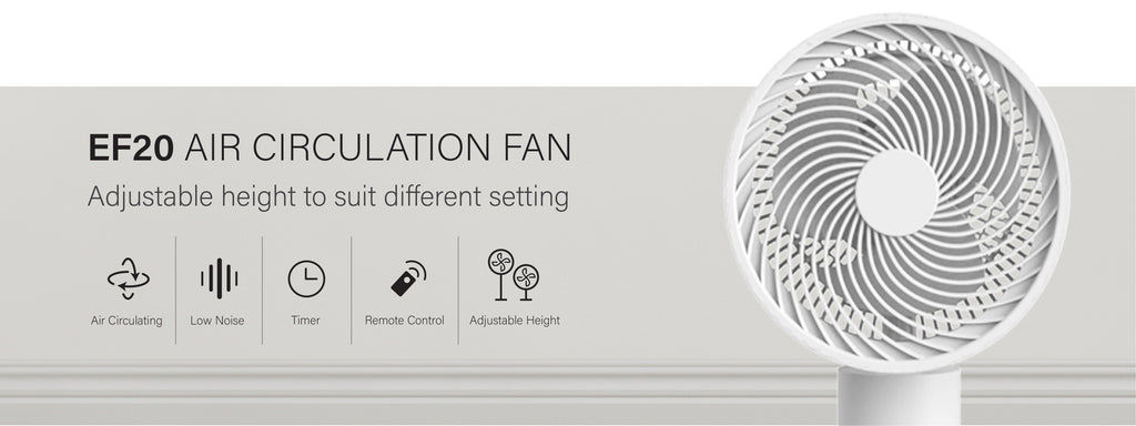 Eluxgo EF20 Air Circulation Fan Adjustable Height Low Noise with Remote Control