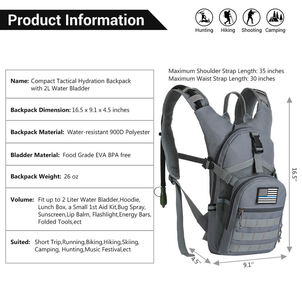 sharkmouth tactical molle hydration pack backpack 900d