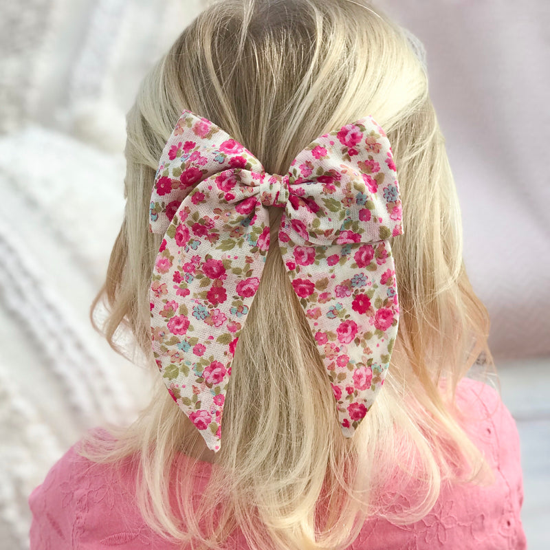 pink floral hair clip