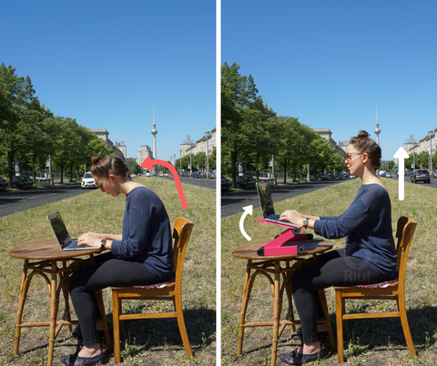 better posture laptop work copydesk Sarah Giblin Berlin Karl Marx Allee