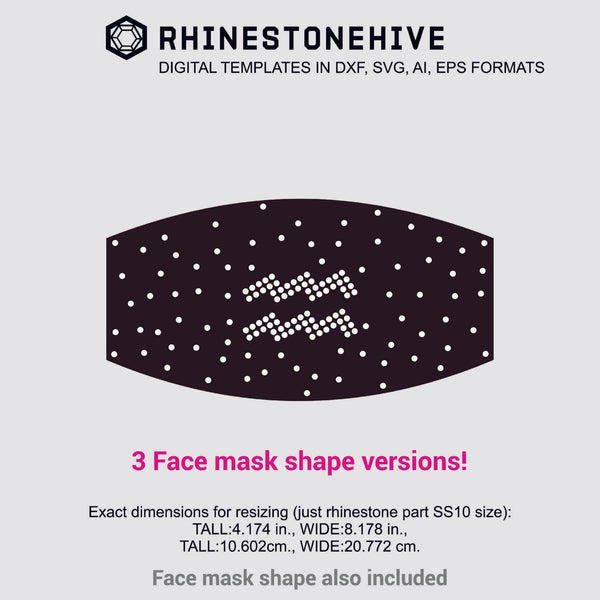 Download 3 Face mask Aquarius zodiac sign rhinestone templates ...