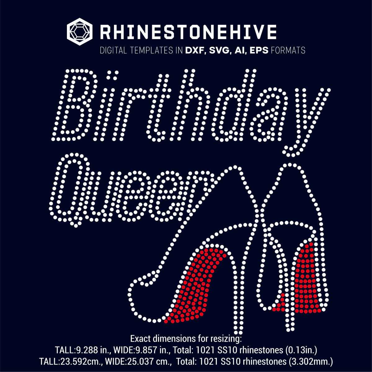 Download Birthday Queen high heels rhinestone template digital ...