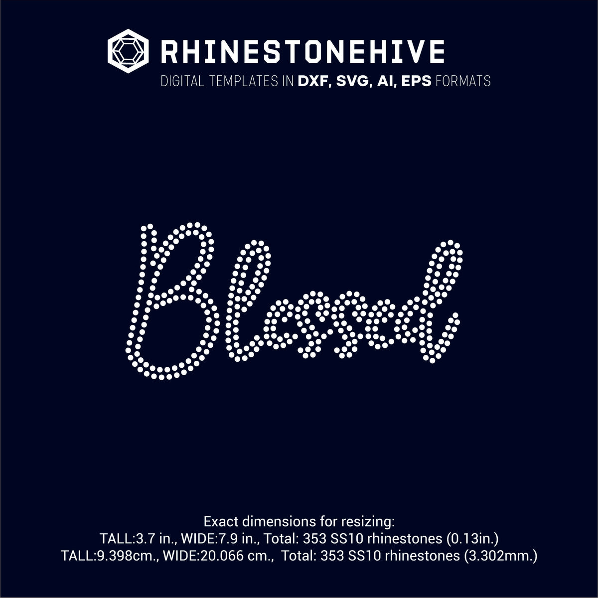 Download Blessed rhinestone template digital download, ai, svg, eps ...
