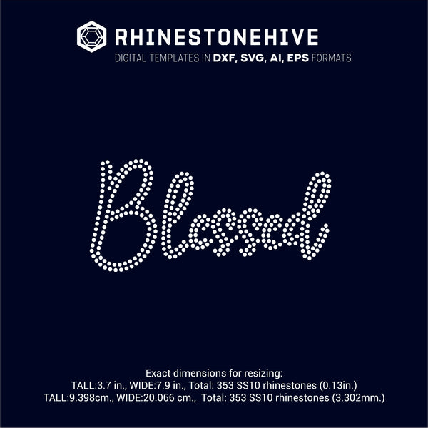 Download Blessed Rhinestone Template Digital Download Ai Svg Eps Png Dxf Beehivefiles Rhinestonehive