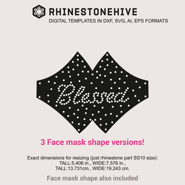 Download 3 Face mask Blessed rhinestone templates digital download, ai, svg, ep - BEEHIVEFILES ...