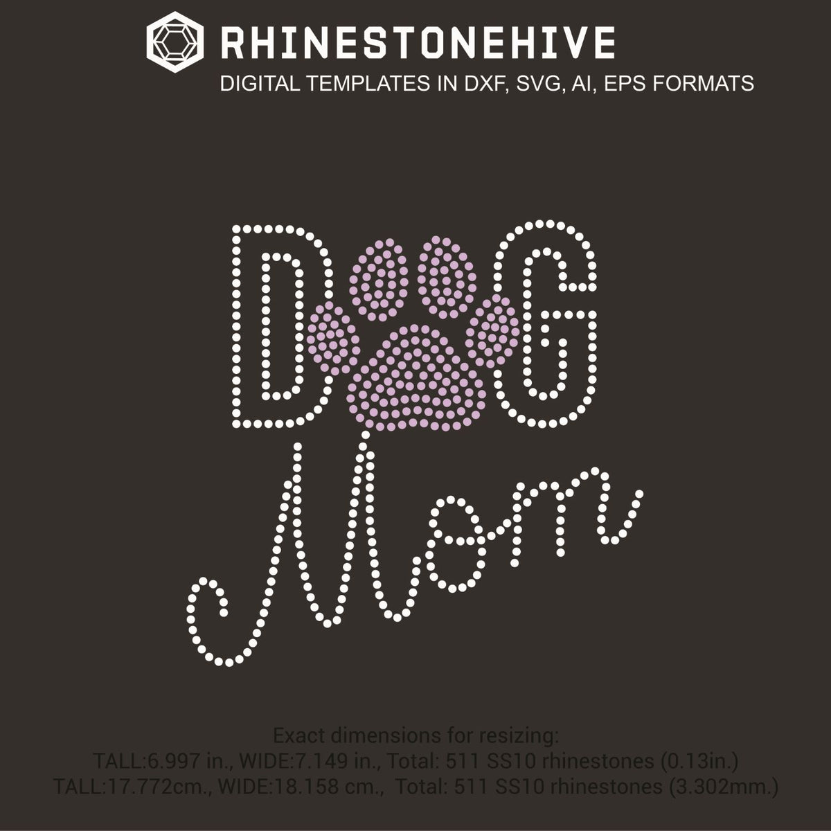Download Dog mom slim rhinestone template digital download, ai, svg ...