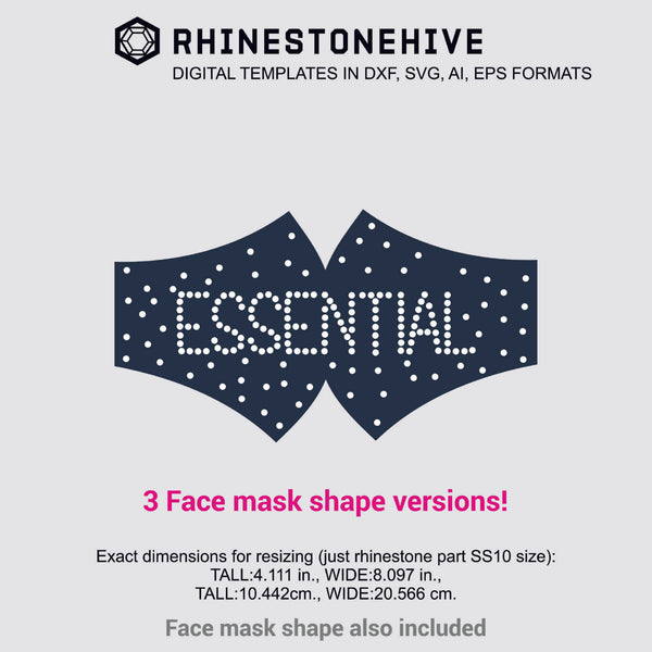 Download 3 Face mask Essential rhinestone templates digital ...