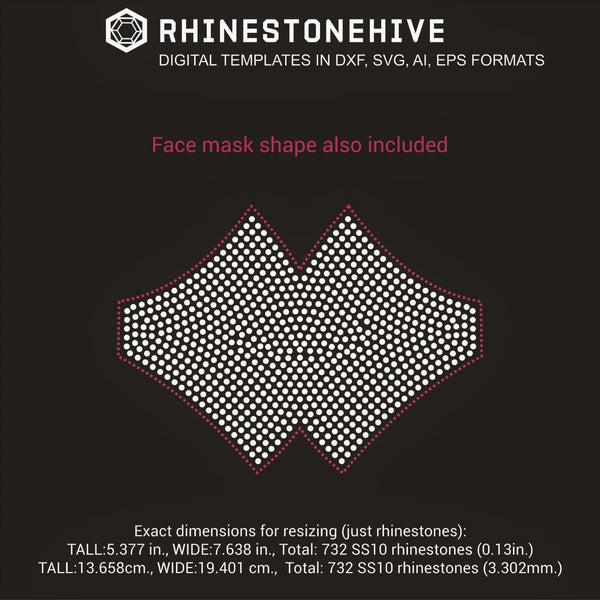 Face mask all filled rhinestone template digital download ...