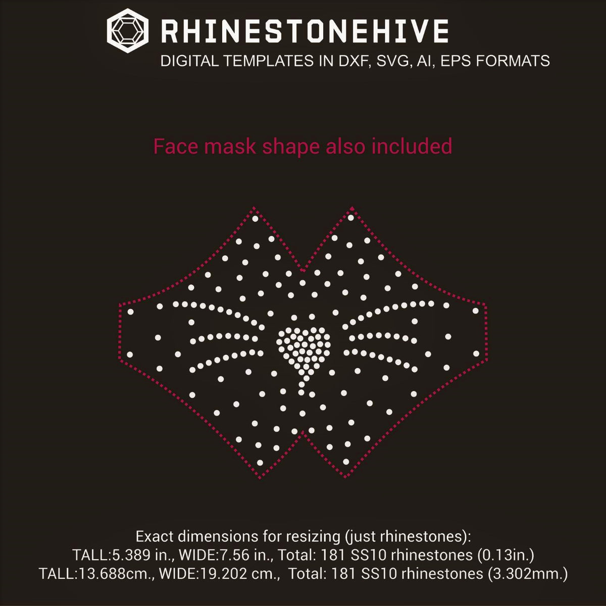 Download Face mask cat face rhinestone template digital download ...