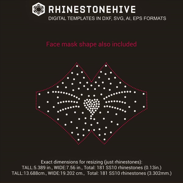 Download Face Mask Cat Face Rhinestone Template Digital Download Ai Svg Eps Beehivefiles Rhinestonehive