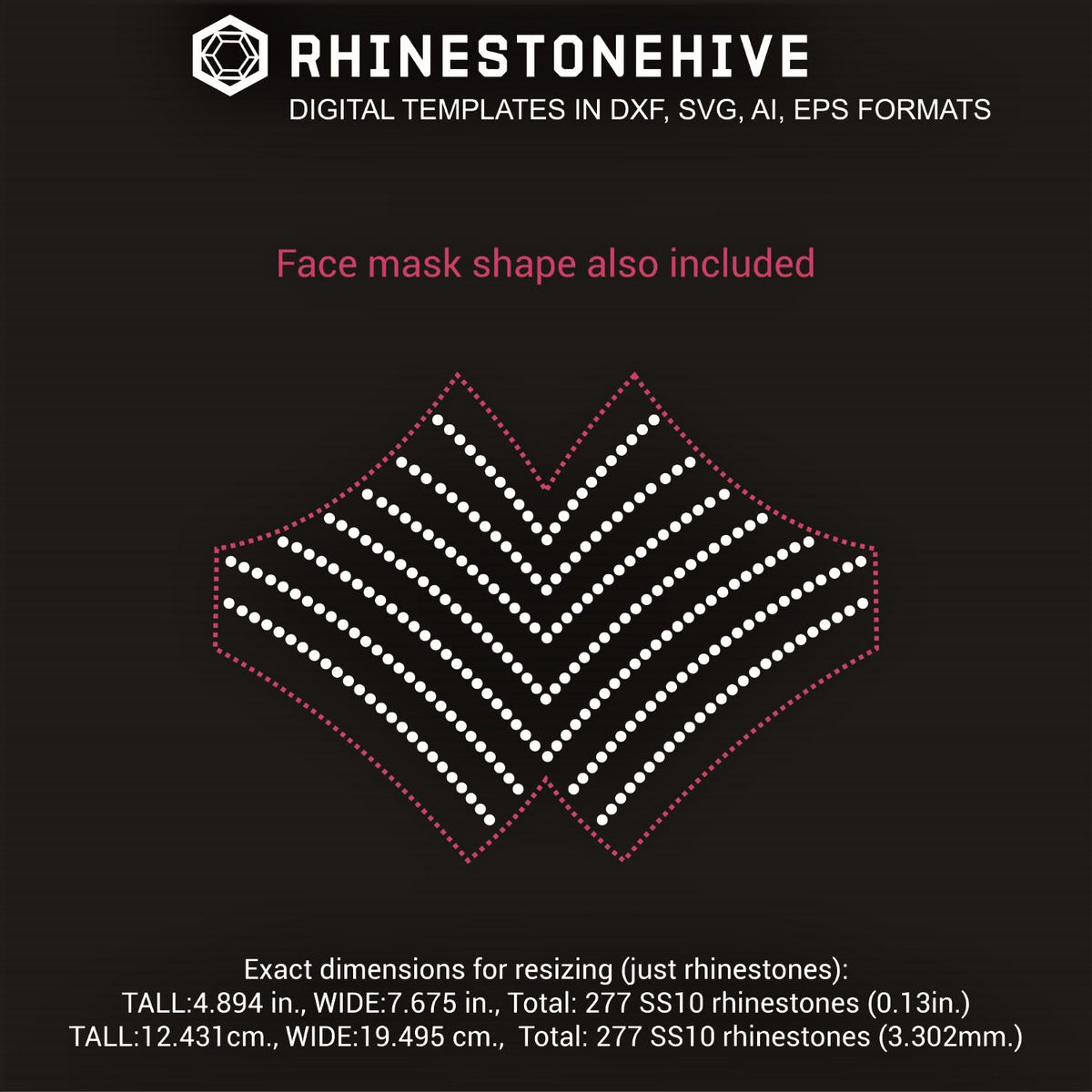 Download Face mask lines rhinestone template digital download, ai ...