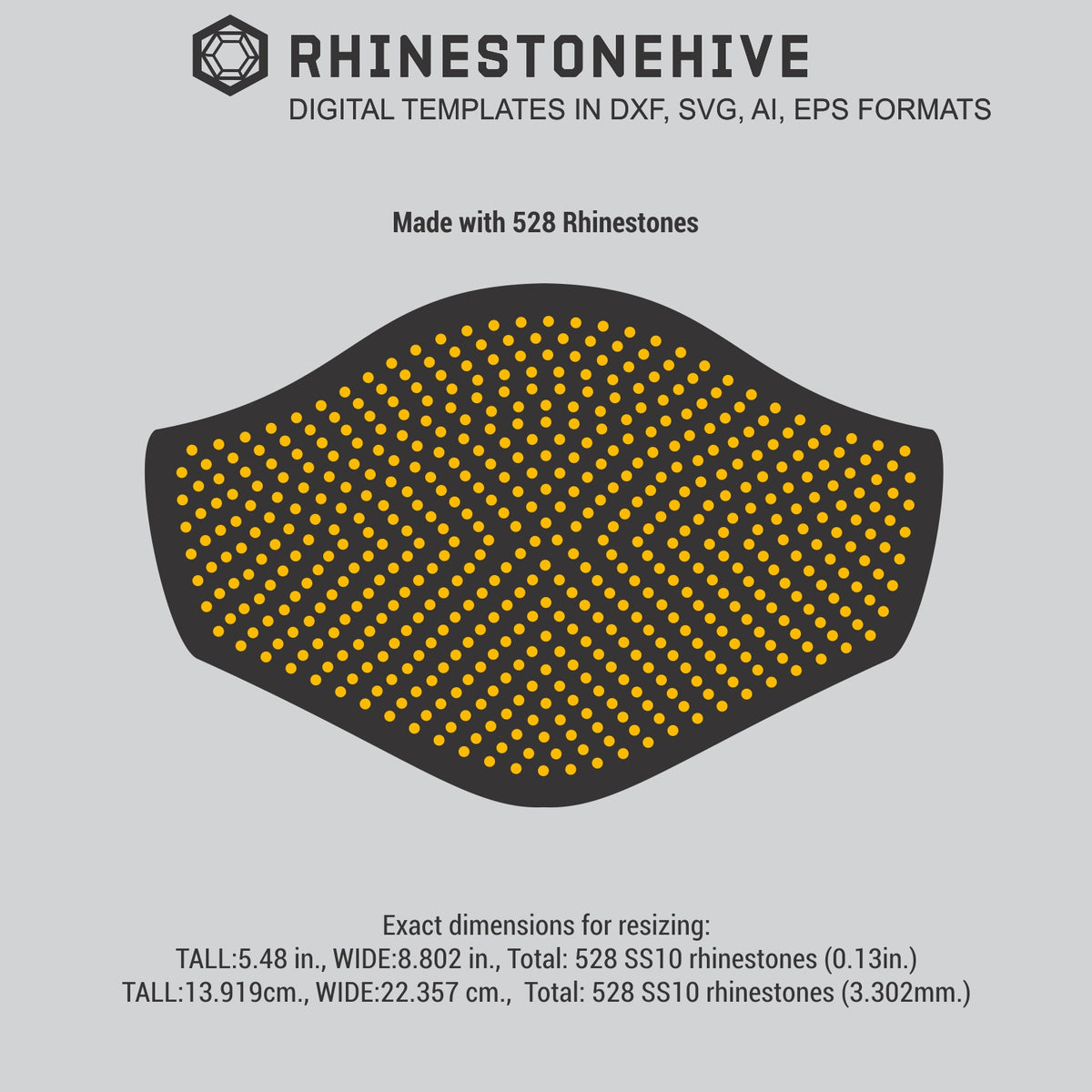 Download Face mask pattern with 528 rhinestones digital template Large size dig - BEEHIVEFILES ...