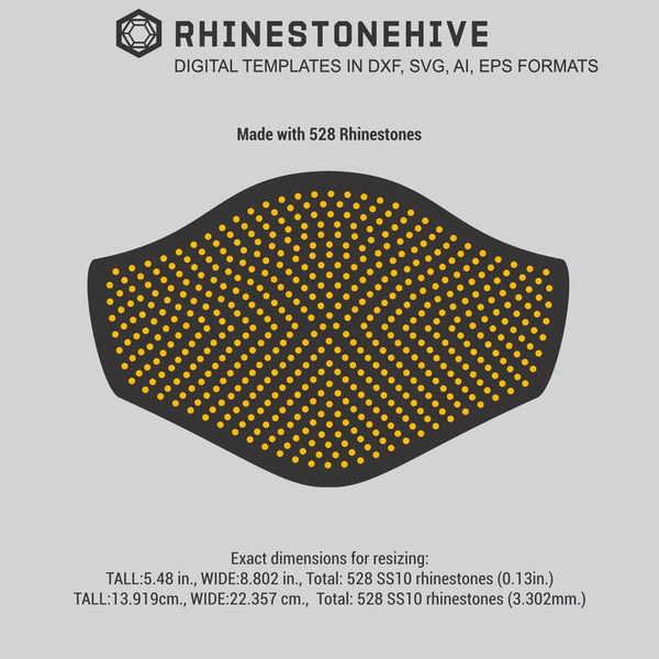 Download Face mask pattern with 528 rhinestones digital template ...