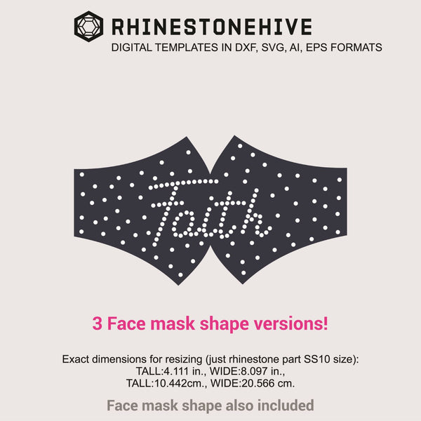 Download 3 Face mask Faith rhinestone templates digital download ...