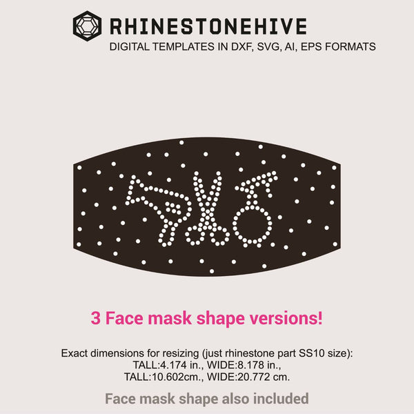 3 Face masks Hair stylist rhinestone templates digital ...