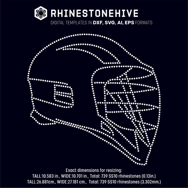 Lacrosse helmet rhinestone template digital download, ai, svg, eps, pn