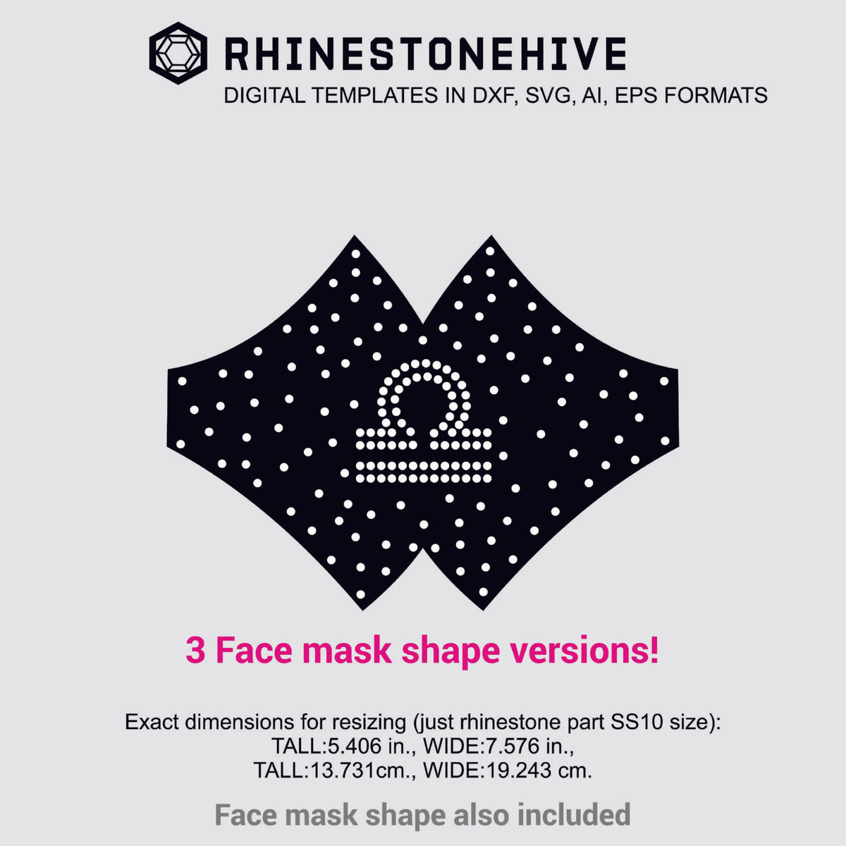 Download 3 Face mask Libra zodiac sign rhinestone templates digital ...