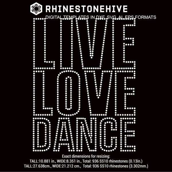Live Love Dance Outline Rhinestone Template Digital Download Ai Svg Beehivefiles Rhinestonehive