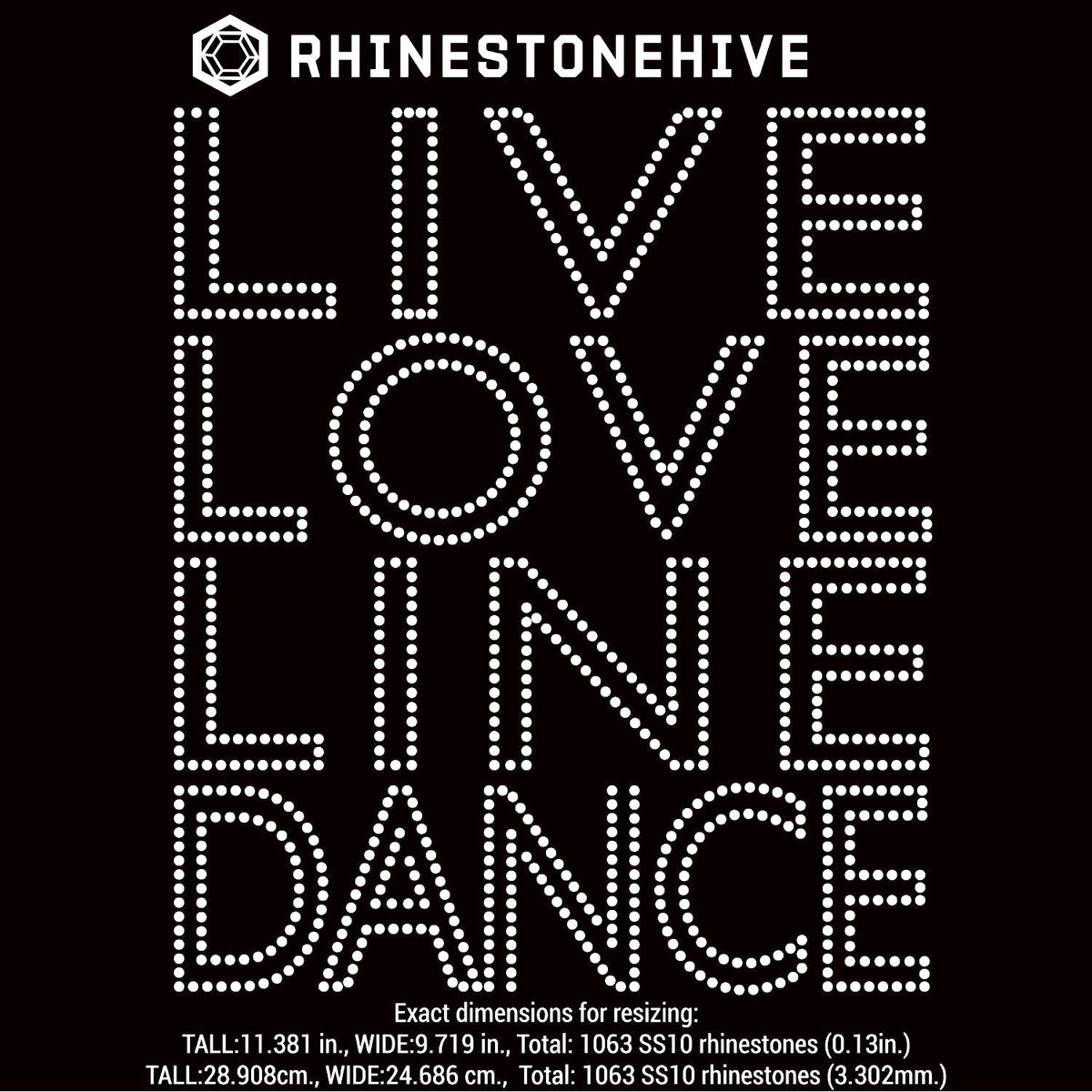 Live Love Line dance rhinestone template digital download ...