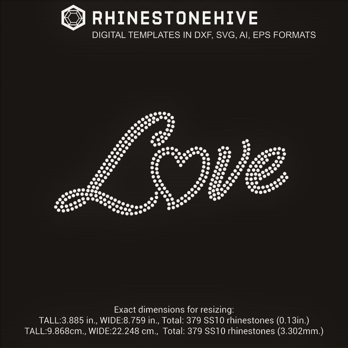 Download Love with heart rhinestone template digital download, ai, svg, eps, pn - BEEHIVEFILES ...