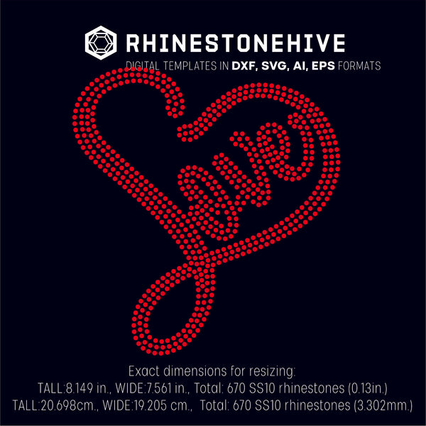 Download Love heart rhinestone template digital download, ai, svg, eps, png, dx - BEEHIVEFILES ...