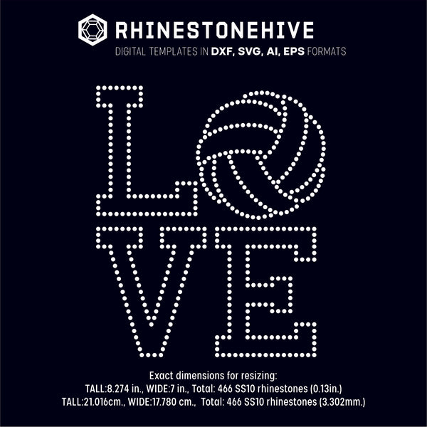 Download Love Volleyball rhinestone template digital download, ai ...