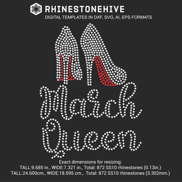 Download March Queen high heels Birthday rhinestone template ...