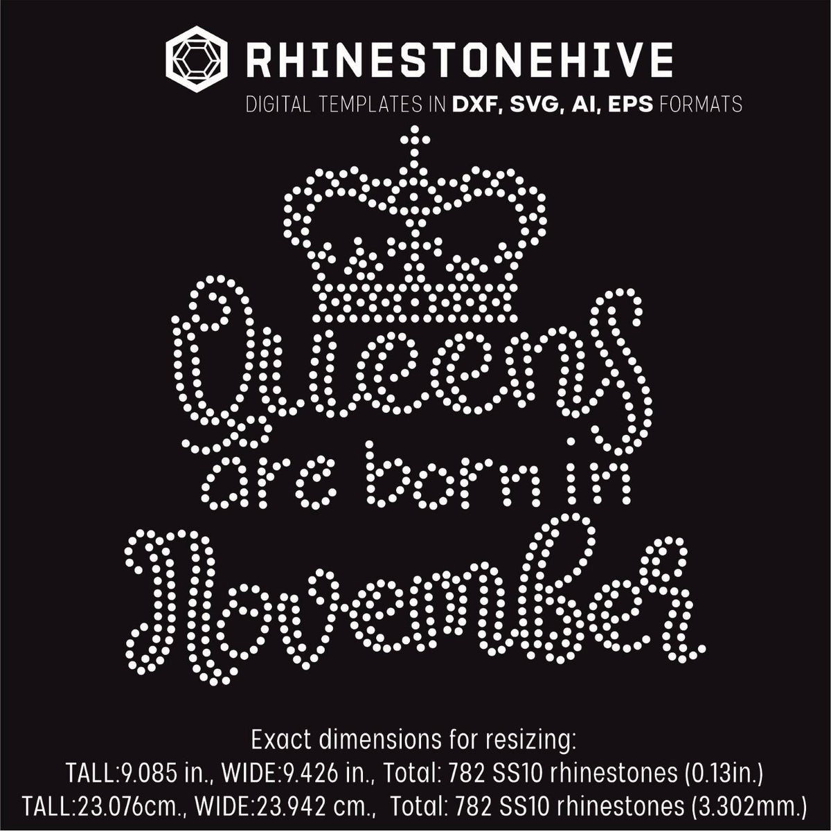 Download Queens are born in November Birthday rhinestone template ...