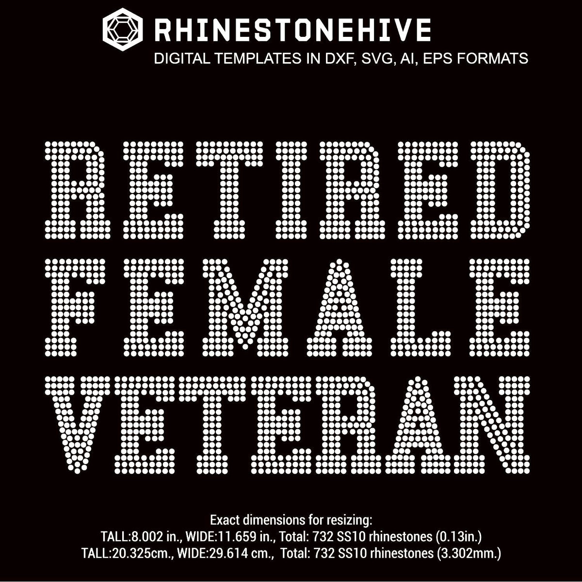 Download Retired female veteran rhinestone template digital ...
