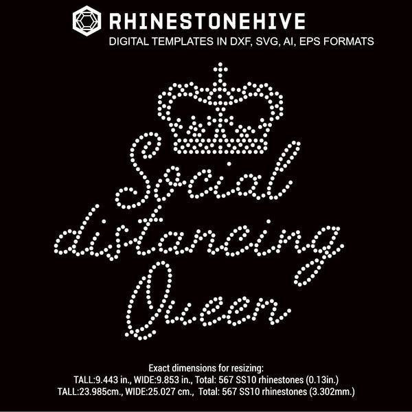 Download Social Distancing Queen Rhinestone Template Digital Download Ai Svg Beehivefiles Rhinestonehive