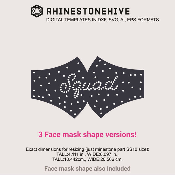 Download 3 Face masks Squad rhinestone templates digital download ...