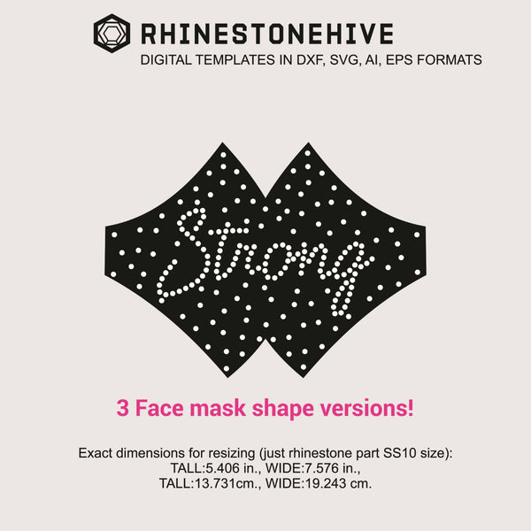 Download 3 Face mask Strong rhinestone templates digital download ...