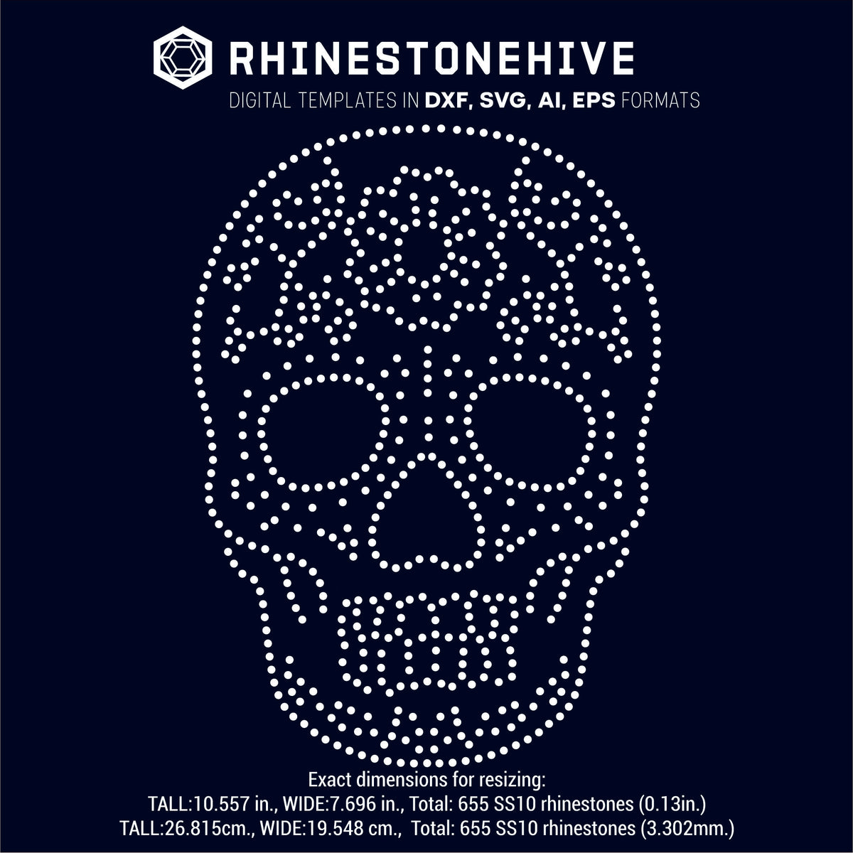 Download Sugar skull rhinestone template, svg, eps, studio3, png ...