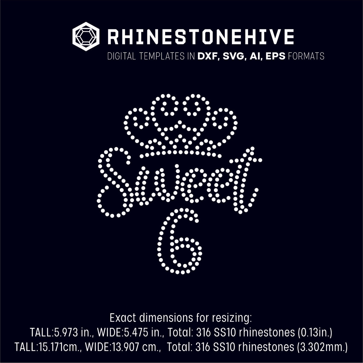 Download Sweet sixth birthday rhinestone template digital download ...