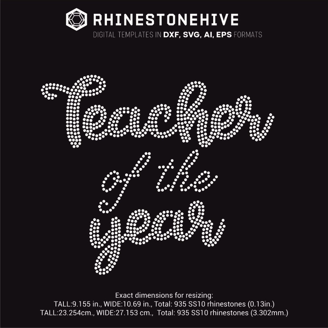 Download Teacher of the year bold rhinestone template digital ...