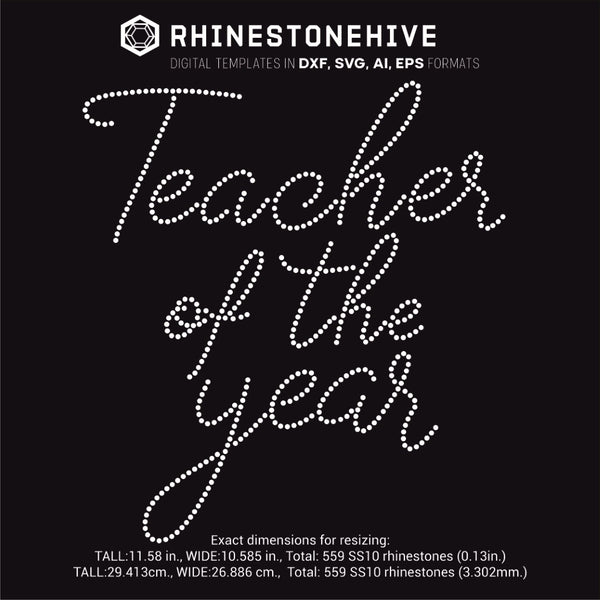 Download Teacher of the year rhinestone template digital download, ai, svg, eps - BEEHIVEFILES ...