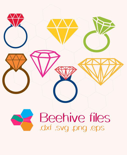 Diamond ring, diamond, ring, wedding in svg, dxf, png ...