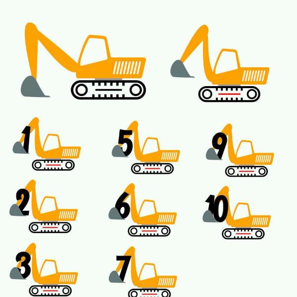 Download Excavator with numbers in svg, dxf, png, eps format ...