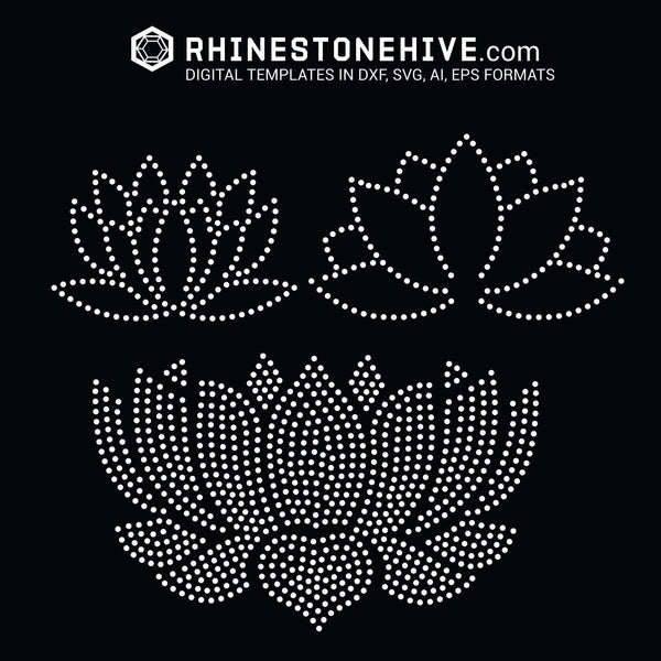 Lotus Flower Rhinestone Template Digital Download Svg Eps Studio3 Beehivefiles Rhinestonehive