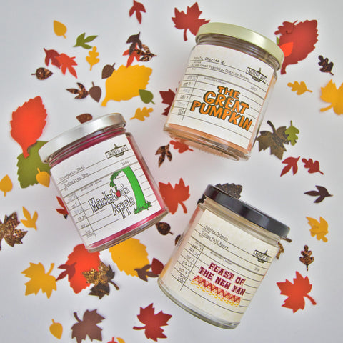 Harvest Book Candle Bundle -- Autumn Book Candle Set -- Autumn Cottagecore Aesthetic