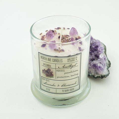 Amethyst Crystal Candle -- Crystals Bedroom Decor -- Witchy Gift Idea