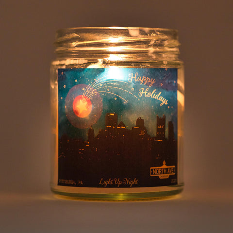 Stars Over Pittsburgh Holiday Luminary Candle -- Pittsburgh Skyline Luminary Candle