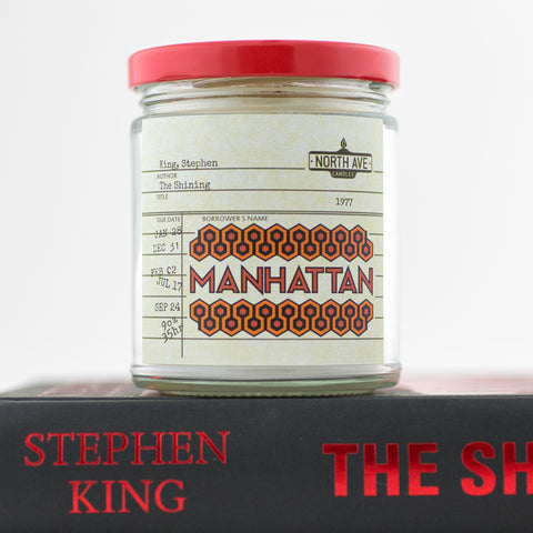Merry Manhattan Christmas Candle -- Holiday Book Candle inspired by The Shining