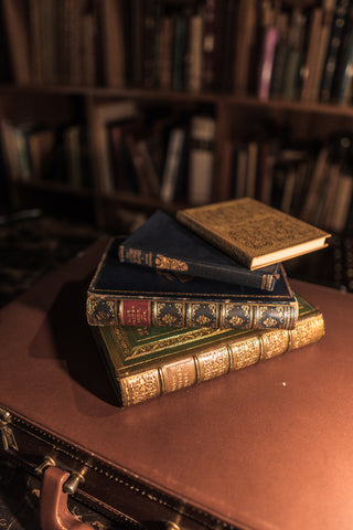 Antique Leather Bound Library Books -- Dark Academia Aesthetic -- Antiquarian Aesthetic