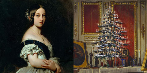 Queen Victoria Christmas Scene with Christmas Tree